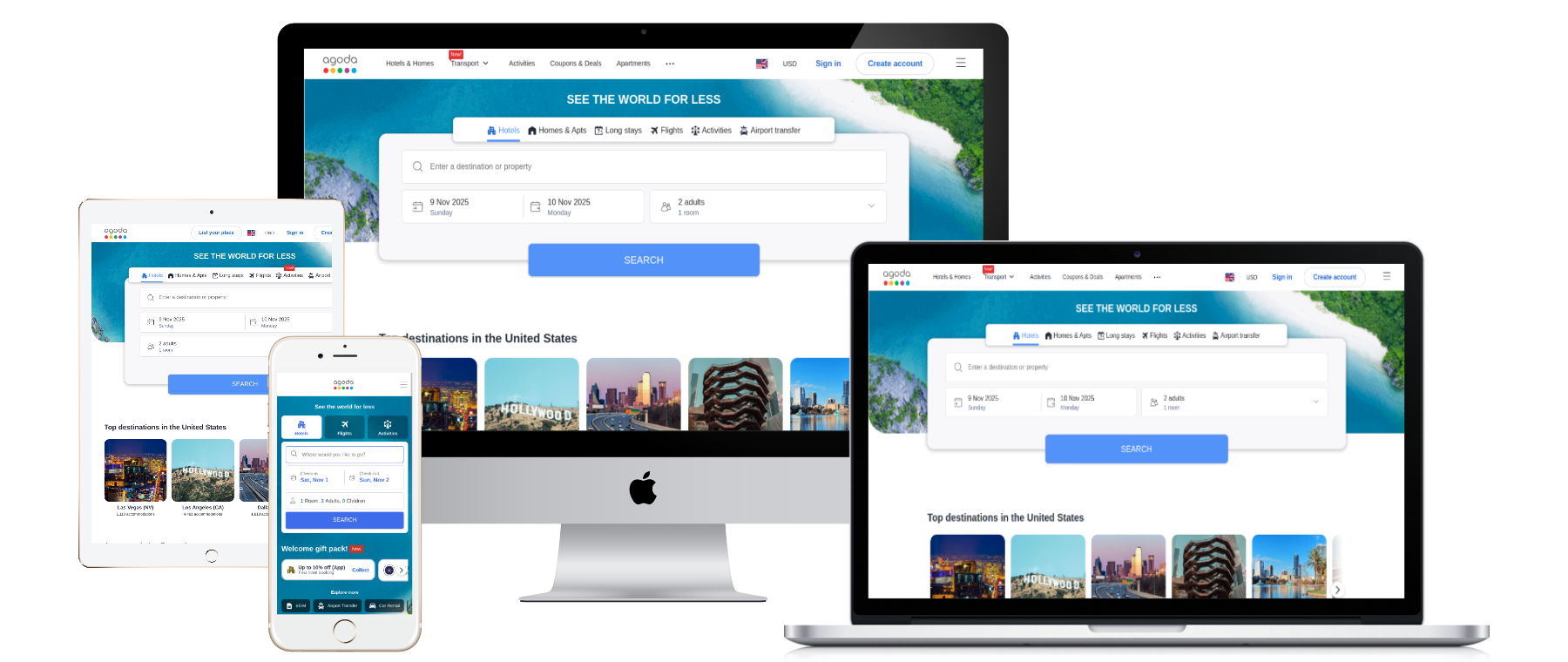 travel web design interface mockup